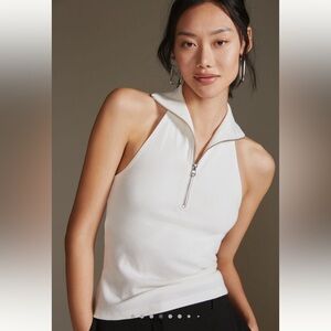 Anthropologie Maeve Quarter-Zip Halter Top